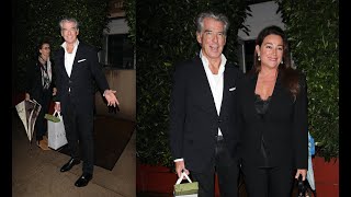 Pierce Brosnan and Keely Shaye Smith are all smiles after having dinner with friends [upl. by Ahsatak]