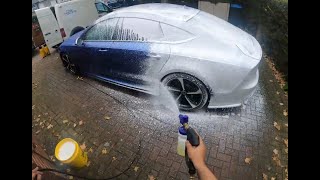 Audi RS7  Swivel Short Trigger Gun  Snowfoam  Mobile Detailing [upl. by Nayrda]