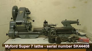 Showcase video for Myford Super 7 lathe serial number SK44408 [upl. by Otrebmal637]