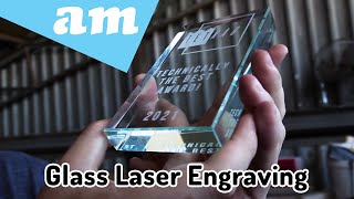 Glass Laser Engraving for Crystal Award Trophy on TruCUT Lite 80W Desktop Laser Machine LC6040L80 [upl. by Wadell]