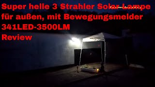 Super helle 3 Strahler Solar Lampe für außen mit Bewegungsmelder 341LED 3500LM Review [upl. by Mara142]