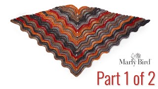 Bernat Lacy Crochet Shawl Pattern  Feather and Fan Wave  Part 1 of 2 [upl. by Noll]