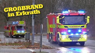 GROßBRAND IN ERKRATH Zahlreiche Einsatzfahrten aus dem Kreis Mettmann [upl. by Nivlem]