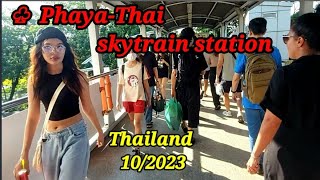 Skytrain experience from Phaya Thai station on Sunday 29th October  Thailand tour 2023 [upl. by Sedlik]