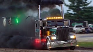 Semi Pulling 2024 Over The Top Diesel Showdown B Class Semis Onaway Speedway [upl. by Sirrap]