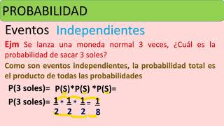 Probabilidad Eventos Complementarios Mutuamente excluyentes Independientes y Dependientes [upl. by Ayhay]