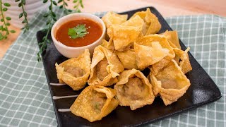 Fried Wontons Recipe สูตรเกี๊ยวทอด  Thai Recipes [upl. by Petrina]