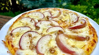 SWEET KETO PIZZA WITH PEACH BRIE CHEESE MOZZARELLA AND HONEY Cottage Cheese Crust Pizza [upl. by Johna]