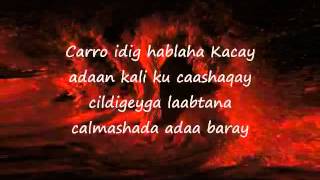 Somali Lyrics Song Calmasho CabdiWahab Booska YouTube [upl. by Iak]