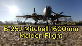 FlightLine B25J Mitchell 1600mm  Maiden Flight  With Pilot Teddy flying Fighter escort [upl. by Akeimahs]