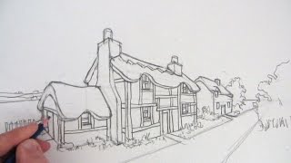 How to Draw a Cottage House in TwoPoint Perspective [upl. by Patrica]