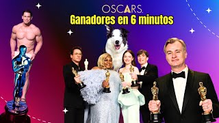 Oscars 2024 Ganadores Resumen en 6 minutos [upl. by Enaed]