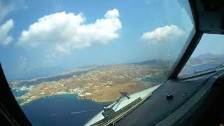 Cockpit View  Take off and landig at Mykonos Greece [upl. by Gardal]