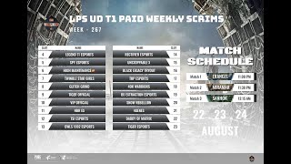 PUBGM LIVE LPS UD T1 PAID WEEKLY 267 SCRIMS  DAY 2 [upl. by Nwavahs]