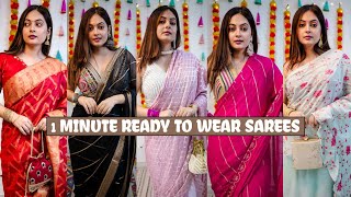 Affordable READY to WEAR Saree Haul🥰  AMAZON 1 MINUTE PREDRAPED SAREES  Mahima Giri [upl. by Maighdiln939]