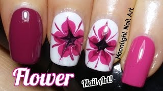 Drag Dry Marble Flower Nail Art Tutorial [upl. by Ailel]