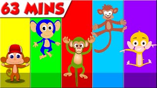 Five Little Monkeys  Nursery Rhymes  Kids Songs [upl. by Ayokal]