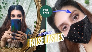 THE EASIEST WAY TO PUT ON FALSE EYELASHES  khadijaarif fakeeyelashes beginnertutorials [upl. by Rolando]