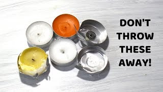 Empty Tea Light Candle Crafts  DIY Aluminium Tin Cups Craft Ideas  Recycle Old Tealights [upl. by Ledarf]