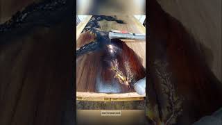 Fractal burning a Walnut Live Edge wood dining table slab [upl. by Jarvis515]