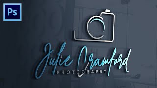 Photography Logo Design in Photoshop  How to make photography logo in Photoshop and mockup apply [upl. by Eizle275]