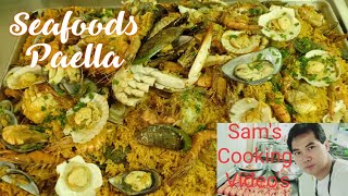 SEAFOODS PAELLA  Paella easy Recipe  How to prepare seafoods Paella  Sams Cooking Videos [upl. by Temme]