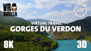 Gorges du Verdon France Guided Tour in 360 VR short  Virtual Travel  8K Stereoscopic 360 Video [upl. by Hanej]