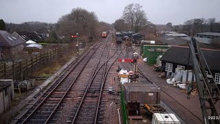 Watercress Line Special Illumination Steam Train Crossing  Four Marks amp Medstead Station [upl. by Nealah]