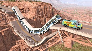 Collapsing Bridge Pileup Car Crashes 27  BeamNG DRIVE  SmashChan [upl. by Ahsilla334]