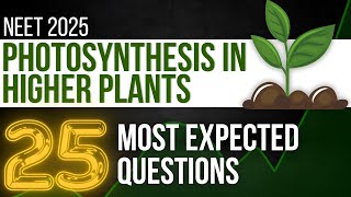 🔴 Photosynthesis in higher plants 25 MOST EXPECTED questions NCERT mcqs for NEET 2025 [upl. by Ardnuahs]