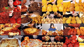 10x Speed  SPICY NOODLES CHEESE BALLS LASAGNA SPICY FRIED CHICKEN  16 Videos [upl. by Atilrep]