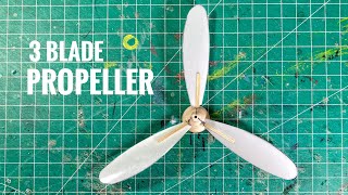 HOW TO MAKE 3 Blade Propeller Rubber Powered Airplane [upl. by Conchita]