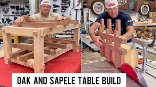 Oak and sapele wood table build with lots of joinery [upl. by Eileek289]