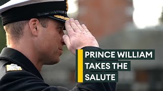 Prince William takes salute at Royal Navy passing out parade [upl. by Ahtenek]