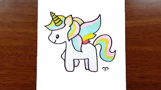 unicorn çizimi  kolay kawaii çizimleri  kolay çizimler basit sevimli güzel tatlı resim [upl. by Haimarej]