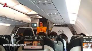 Vueling AirlinesHow To Fasten Your Seatbelt On Airplane Cabin Crew EMERGENCY Safety Demonstrations [upl. by Briscoe]