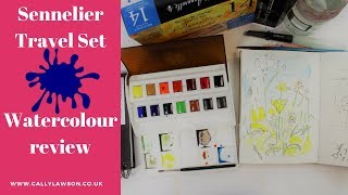 Sennelier watercolours 14 half pan travel set unboxing and review with tips on colour mixing [upl. by Mitchiner905]