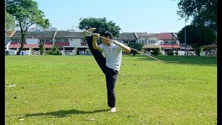 Intermediate CudgelStaff Form 四段棍术 Si Duan Gun Shu  Kung Fu Wushu Changquan [upl. by Nigen]