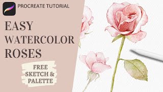 How to Paint Watercolor Roses in Procreate  Realistic Watercolor Floral Procreate Tutorial [upl. by Weixel]