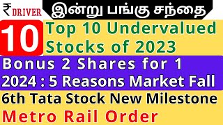 TCS  Tata Consumer  Tamil share market news  Top 10 undervalued stocks of 2023  NBCC  BPCL new [upl. by Mastat]