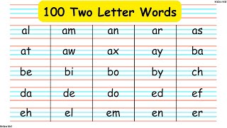 100 Two Letter Words 2 letter words A to Z English 2 letters words English words for kids [upl. by Aisital]