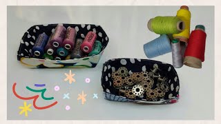 Fabric basket  DIY  Quickly and easily sew a fabric basket for a sewing table for beginners [upl. by Auqinimod]