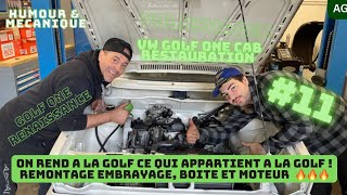 Repose de l’embrayage boîte et moteur terminé dans cette golf cab Une opération rondement menée 👍 [upl. by Licha]