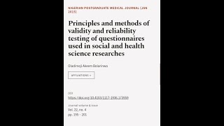 Principles and methods of validity and reliability testing of questionnaires used in   RTCLTV [upl. by Nylassej]