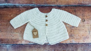 Crochet Baby Cardigan Pattern Part ONE of this EASY Step by Step Tutorial [upl. by Gazzo]