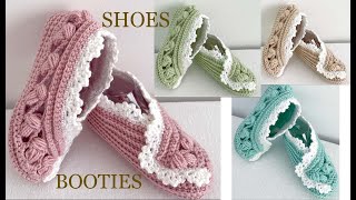 Zapatos Pantuflas tamaño Adulto tejido de punto cuadrado a Crochet [upl. by Kerby401]