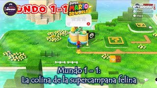 2 GAMEPLAY  Mundo 1 – 1 La colina de la supercampana felina 100 😺 Super Mario 3D World  SWITCH [upl. by Phillip544]