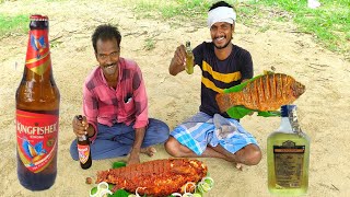 Beer With Courrier Napoleon drinking and fish fry eating Fish Catching And cooking in my village [upl. by Nagad445]