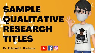 Sample Quantitative Research Titles [upl. by Danaher]