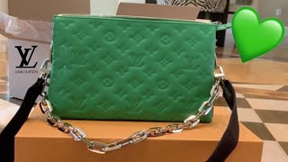 EXTREMELY RARE GREEN 💚 Louis Vuitton Coussin PM LV GREEN Coussin PM Unboxing  🍀 [upl. by Saxon]